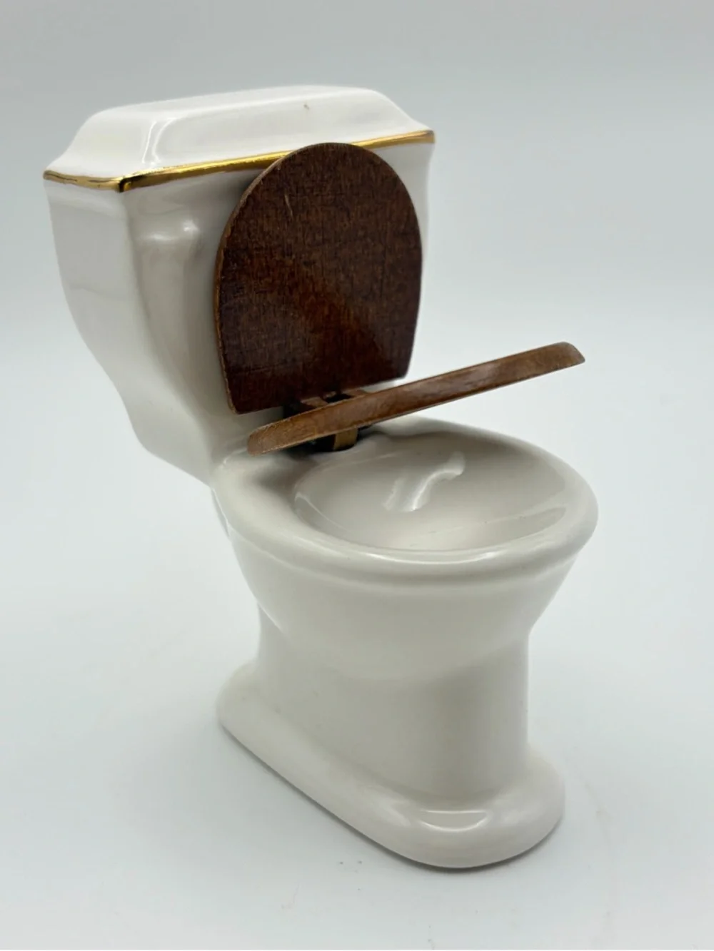 Vintage 1:12 Dollhouse White Ceramic Floral Miniature Bathroom Set w/ Gold Trim